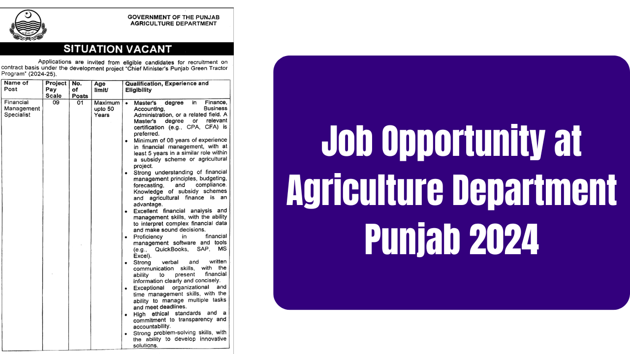 Job Opportunity at Agriculture Department