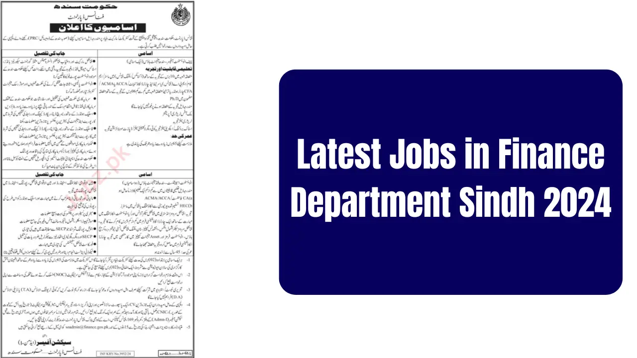 Jobs in Finance Department Sindh