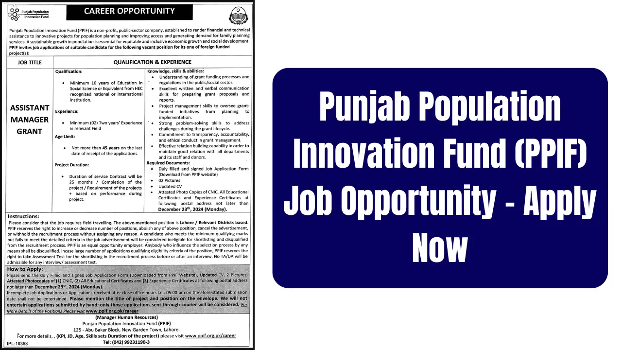 Punjab Population Innovation Fund jobs