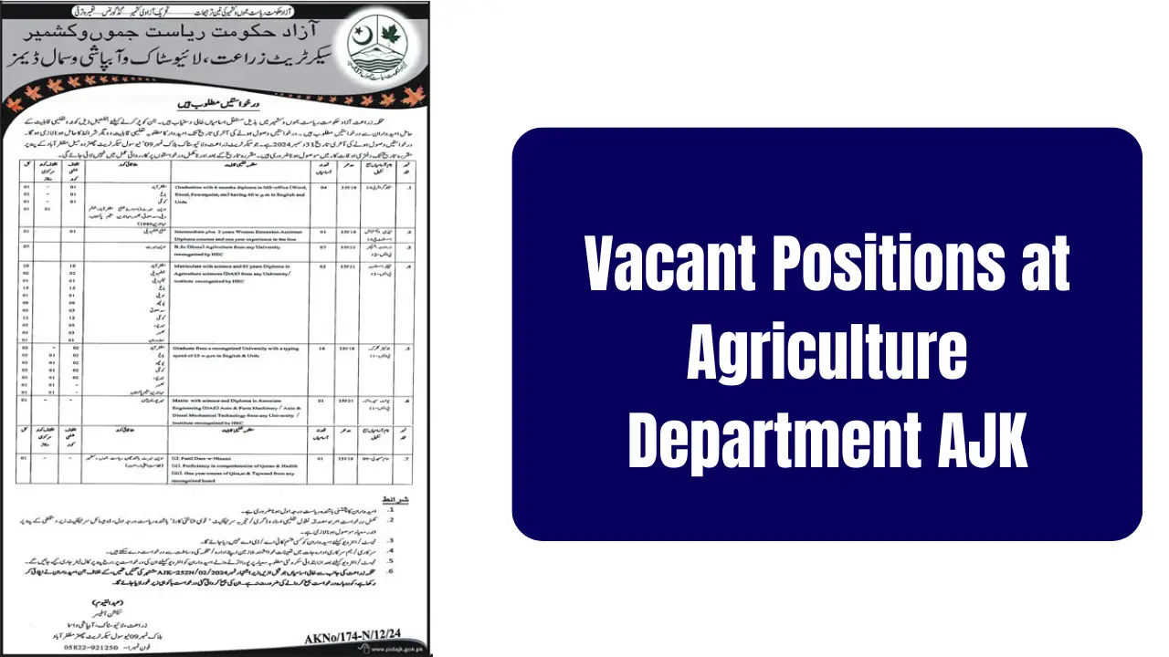 Vacant Positions at Agriculture Department AJK