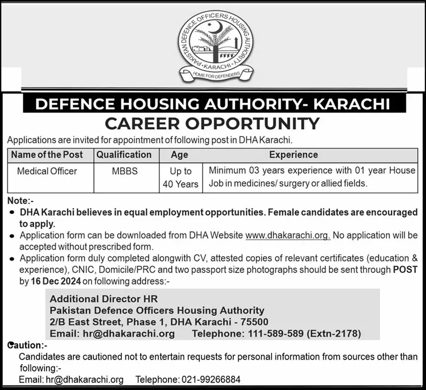 Career Opportunity at Defence Housing Authority